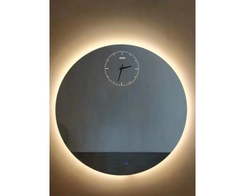 Зеркало LED Clock 60х60 с подсветкой и часами