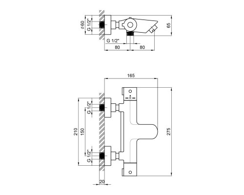 Смеситель для ванны с термостатом QT Inspai-Therm CRMT300800