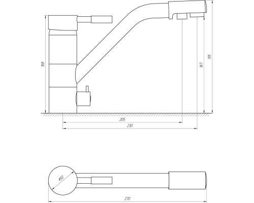 Смеситель для кухни на две воды Globus Lux LAZER GLLR-0555-8-STSTEEL