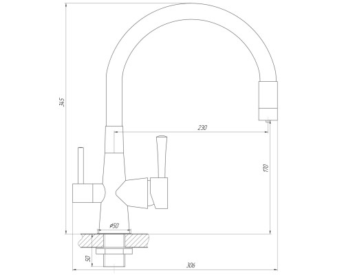 Смеситель для кухни на две воды Globus Lux LAZER GLLR-0903-10-BB